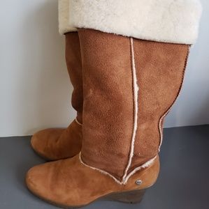 Uggs suede tall wedge boots
